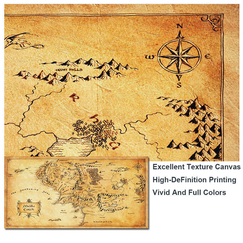 Vintage Style Movie Map Canvas Painting Home Decor